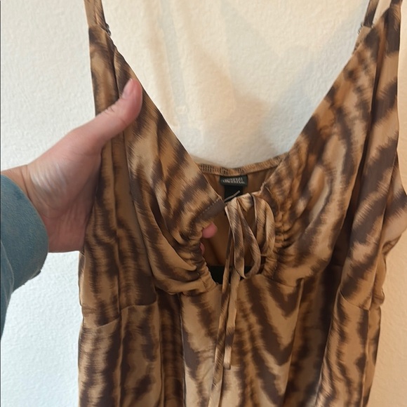 Elegant Brown Animal Print Maxi Dress Size XL - Picture 4 of 7